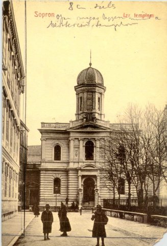 Az 1874-ben épült neológ zsinagóa képeslapon (Forrás: MZSL)
